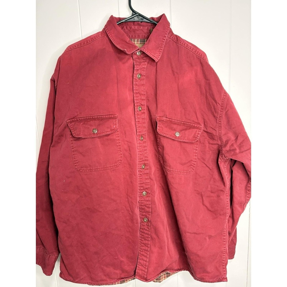 Vintage Mens Red  Long Sleeve Button Down Shirt XL Casual Workwear country y2k